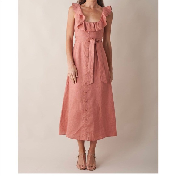 Maxi linen dress with gorgeous neck details - Picture 3 of 3